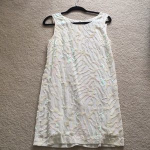 French Connection Iridescent Sequin White Dress